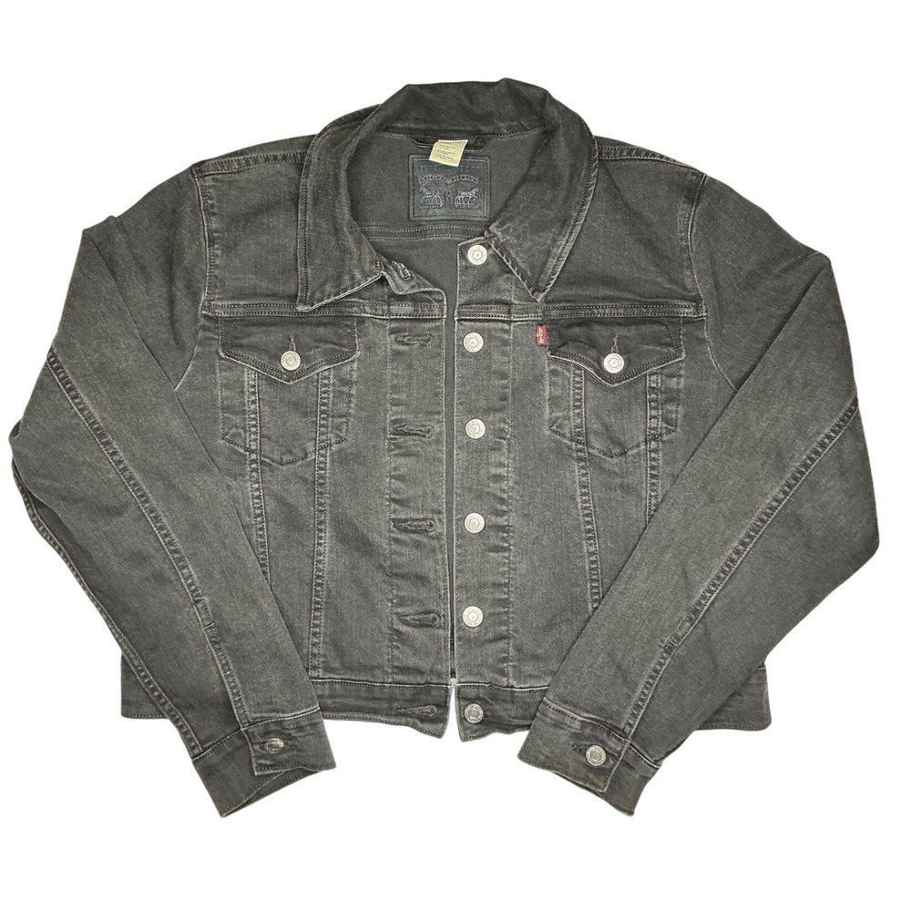 Levi's Denim Jacket Gray Wash Button Front Classic Trucker Jacket Womens XL